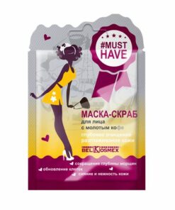 BELKOSMEX #MUSTHAVE Maska-skrubis sejai Dziļā attīrīšana, ādas izlīdzināšana ar malto kafiju, 25 g