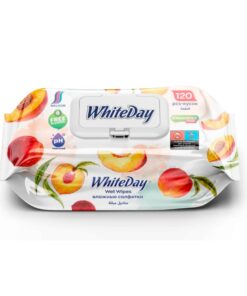 WHITE DAY Fruit Garden Higiēniskās mitrās salvetes Persiks, 120 gab.
