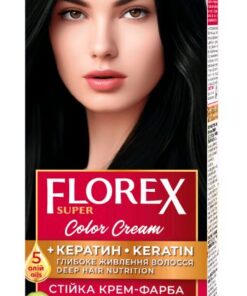 FLOREX SUPER Noturīga matu krēmkrāsa Nr. 1.8 Ultra melns, 2x25/25ml, 10 ml
