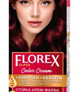 FLOREX SUPER Noturīga matu krēmkrāsa Nr. 5.2 Nogatavinājies ķirsis, 2x25/25ml, 10 ml