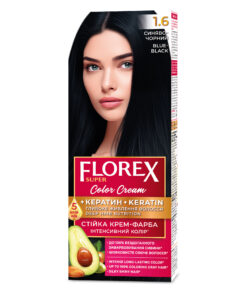 FLOREX SUPER Noturīga matu krēmkrāsa Nr. 1.6 Zili melns, 2x25/25ml, 10 ml